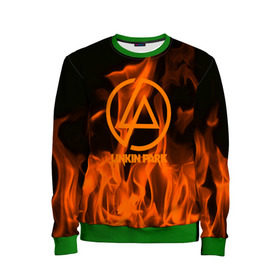 Детский свитшот 3D с принтом Linkin park in fire в городе Новоалтайск, 100% полиэстер | свободная посадка, прямой крой, мягкая тканевая резинка на рукавах и понизу свитшота | linkin park | logo | music | pop | rock | usa | альтернатива | америка | металл | музыка | музыкальный | поп | рок | честер беннингтон