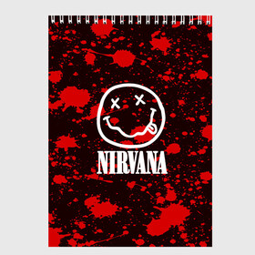 Скетчбук с принтом NIRVANA в городе Новоалтайск, 100% бумага
 | 48 листов, плотность листов — 100 г/м2, плотность картонной обложки — 250 г/м2. Листы скреплены сверху удобной пружинной спиралью | Тематика изображения на принте: nirvana | punk | rock | альтернативный хип хоп | группа | инди поп | музыка | музыкальное произведение | ноты | панк | регги | рок | синти поп