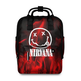 Женский рюкзак 3D с принтом NIRVANA в городе Новоалтайск, 100% полиэстер | лямки с регулируемой длиной, сверху ручки, чтобы рюкзак нести как сумку. Основное отделение закрывается на молнию, как и внешний карман. Внутри два дополнительных кармана, один из которых закрывается на молнию. По бокам два дополнительных кармашка, куда поместится маленькая бутылочка
 | nirvana | punk | rock | альтернативный хип хоп | группа | инди поп | музыка | музыкальное произведение | ноты | панк | регги | рок | синти поп