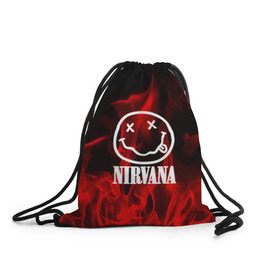 Рюкзак-мешок 3D с принтом NIRVANA в городе Новоалтайск, 100% полиэстер | плотность ткани — 200 г/м2, размер — 35 х 45 см; лямки — толстые шнурки, застежка на шнуровке, без карманов и подкладки | Тематика изображения на принте: nirvana | punk | rock | альтернативный хип хоп | группа | инди поп | музыка | музыкальное произведение | ноты | панк | регги | рок | синти поп