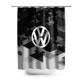 Штора 3D для ванной с принтом Volkswagen sport geometry в городе Новоалтайск, 100% полиэстер | плотность материала — 100 г/м2. Стандартный размер — 146 см х 180 см. По верхнему краю — пластиковые люверсы для креплений. В комплекте 10 пластиковых колец | auto | automobile | car | carbon | machine | motor | motor car | sport car | volkswagen | автомашина | бренд | легковой автомобиль | марка | спортивный автомобиль | тачка