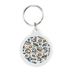 Брелок круглый с принтом Космос в городе Новоалтайск, пластик и полированная сталь | круглая форма, металлическое крепление в виде кольца | 