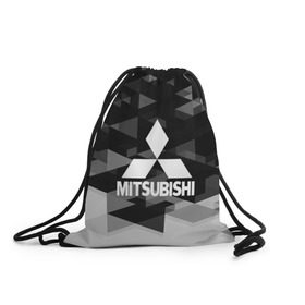 Рюкзак-мешок 3D с принтом Mitsubishi sport geometry в городе Новоалтайск, 100% полиэстер | плотность ткани — 200 г/м2, размер — 35 х 45 см; лямки — толстые шнурки, застежка на шнуровке, без карманов и подкладки | Тематика изображения на принте:  машина | марка | митсубиси