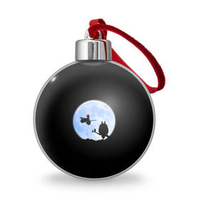 Ёлочный шар с принтом Totoro and the moon в городе Новоалтайск, Пластик | Диаметр: 77 мм | anime | moon | myneighbortotoro | night | stars | totoro | аниме | звезды | канта | кодомо | котобус | кусакабэ | луна | мэй | ночь | сусуватари | тацуо | тоторо | хаяомиядзаки | ясуко