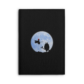 Обложка для автодокументов с принтом Totoro and the moon в городе Новоалтайск, натуральная кожа |  размер 19,9*13 см; внутри 4 больших “конверта” для документов и один маленький отдел — туда идеально встанут права | anime | moon | myneighbortotoro | night | stars | totoro | аниме | звезды | канта | кодомо | котобус | кусакабэ | луна | мэй | ночь | сусуватари | тацуо | тоторо | хаяомиядзаки | ясуко