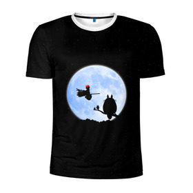 Мужская футболка 3D спортивная с принтом Totoro and the moon в городе Новоалтайск, 100% полиэстер с улучшенными характеристиками | приталенный силуэт, круглая горловина, широкие плечи, сужается к линии бедра | anime | moon | myneighbortotoro | night | stars | totoro | аниме | звезды | канта | кодомо | котобус | кусакабэ | луна | мэй | ночь | сусуватари | тацуо | тоторо | хаяомиядзаки | ясуко