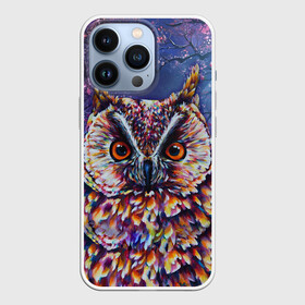 Чехол для iPhone 13 Pro с принтом Сова в городе Новоалтайск,  |  | Тематика изображения на принте: art | bird | forest | night | owl | owls | tree | wood | арт | дерево | лес | ночь | птица | птицы | сова | совы