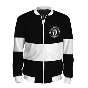 Мужской бомбер 3D с принтом FC Manchester United в городе Новоалтайск, 100% полиэстер | застегивается на молнию, по бокам два кармана без застежек, по низу бомбера и на воротнике - эластичная резинка | black   white | england | football | logo | manchester united | sport | англия | арт | лига | лого | манчестер юнайтед | спорт | текстура | фк | футбол | футбольный клуб | черно белый | эмблема