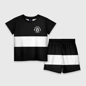 Детский костюм с шортами 3D с принтом FC Manchester United в городе Новоалтайск,  |  | black   white | england | football | logo | manchester united | sport | англия | арт | лига | лого | манчестер юнайтед | спорт | текстура | фк | футбол | футбольный клуб | черно белый | эмблема