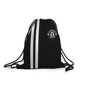 Рюкзак-мешок 3D с принтом Manchester United Black&White в городе Новоалтайск, 100% полиэстер | плотность ткани — 200 г/м2, размер — 35 х 45 см; лямки — толстые шнурки, застежка на шнуровке, без карманов и подкладки | Тематика изображения на принте: england | football | logo | manchester united | sport | англия | арт | лига | лого | манчестер юнайтед | спорт | текстура | фк | футбол | футбольный клуб | эмблема