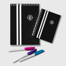 Блокнот с принтом Manchester United Black&White в городе Новоалтайск, 100% бумага | 48 листов, плотность листов — 60 г/м2, плотность картонной обложки — 250 г/м2. Листы скреплены удобной пружинной спиралью. Цвет линий — светло-серый
 | Тематика изображения на принте: england | football | logo | manchester united | sport | англия | арт | лига | лого | манчестер юнайтед | спорт | текстура | фк | футбол | футбольный клуб | эмблема