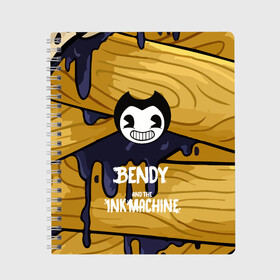 Тетрадь с принтом Bendy and the Ink Machine в городе Новоалтайск, 100% бумага | 48 листов, плотность листов — 60 г/м2, плотность картонной обложки — 250 г/м2. Листы скреплены сбоку удобной пружинной спиралью. Уголки страниц и обложки скругленные. Цвет линий — светло-серый
 | Тематика изображения на принте: 0x000000123 | bendy | ink machine | бенди