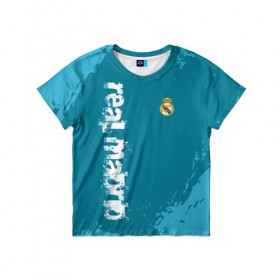 Детская футболка 3D с принтом REAL MADRID в городе Новоалтайск, 100% гипоаллергенный полиэфир | прямой крой, круглый вырез горловины, длина до линии бедер, чуть спущенное плечо, ткань немного тянется | fc | football | fotball club | real madrid | sport | реал мадрид | спорт | спортивные | униформа | фирменные цвета | фк | футбол | футбольный клуб