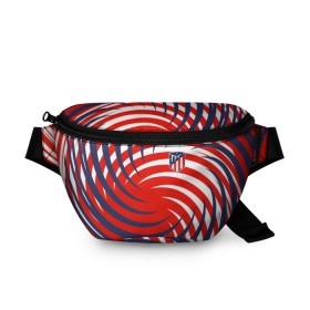 Поясная сумка 3D с принтом Atletico Madrid в городе Новоалтайск, 100% полиэстер | плотная ткань, ремень с регулируемой длиной, внутри несколько карманов для мелочей, основное отделение и карман с обратной стороны сумки застегиваются на молнию | атлетико мадрид | полосы | эмблема