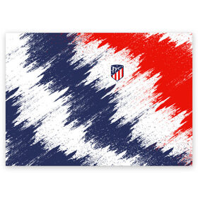Поздравительная открытка с принтом Atletico Madrid в городе Новоалтайск, 100% бумага | плотность бумаги 280 г/м2, матовая, на обратной стороне линовка и место для марки
 | Тематика изображения на принте: атлетико мадрид | эмблема