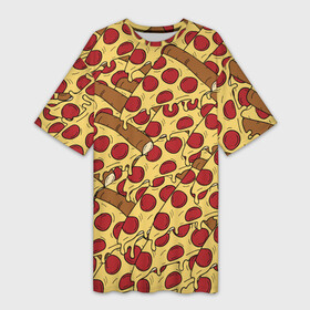 Платье-футболка 3D с принтом Pizza в городе Новоалтайск,  |  | cheese | fast food | food | junk food | pizza | еда | пицца | сыр | фастфут