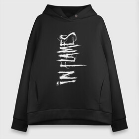 Женское худи Oversize хлопок с принтом In Flames Vertical Logo White в городе Новоалтайск, френч-терри — 70% хлопок, 30% полиэстер. Мягкий теплый начес внутри —100% хлопок | боковые карманы, эластичные манжеты и нижняя кромка, капюшон на магнитной кнопке | melodic death metal | metal | metalcore | rock | дес | дет | дэт | рок