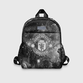 Детский рюкзак 3D с принтом Manchester United Cosmos  в городе Новоалтайск, 100% полиэстер | лямки с регулируемой длиной, сверху петелька, чтобы рюкзак можно было повесить на вешалку. Основное отделение закрывается на молнию, как и внешний карман. Внутри дополнительный карман. По бокам два дополнительных кармашка | england | football | logo | manchester united | sport | англия | арт | лига | лого | манчестер юнайтед | спорт | текстура | фк | футбол | футбольный клуб | эмблема