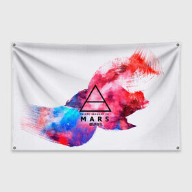 Флаг-баннер с принтом 30 Seconds to Mars в городе Новоалтайск, 100% полиэстер | размер 67 х 109 см, плотность ткани — 95 г/м2; по краям флага есть четыре люверса для крепления | 30 seconds to mars | punk | rock | альтернативный хип хоп | группа | инди поп | музыка | музыкальное произведение | ноты | панк | регги | рок | синти поп