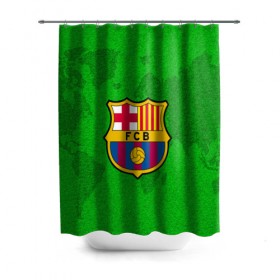 Штора 3D для ванной с принтом BARCELONA SPORT в городе Новоалтайск, 100% полиэстер | плотность материала — 100 г/м2. Стандартный размер — 146 см х 180 см. По верхнему краю — пластиковые люверсы для креплений. В комплекте 10 пластиковых колец | football | soccer | барселона