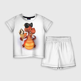 Детский костюм с шортами 3D с принтом ДОБРЫЙ ДРАКОН  GOOD DRAGON в городе Новоалтайск,  |  | дракон | дракончик | змей | мороженное | чудовище | ящерица