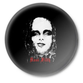 Значок с принтом Dani Filth в городе Новоалтайск,  металл | круглая форма, металлическая застежка в виде булавки | Тематика изображения на принте: cradle of filth | колыбель порока