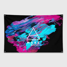 Флаг-баннер с принтом 30 Seconds to Mars в городе Новоалтайск, 100% полиэстер | размер 67 х 109 см, плотность ткани — 95 г/м2; по краям флага есть четыре люверса для крепления | 30 seconds to mars | punk | rock | альтернативный хип хоп | группа | инди поп | музыка | музыкальное произведение | ноты | панк | регги | рок | синти поп