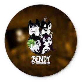 Коврик круглый с принтом Bendy and the ink machine (14) в городе Новоалтайск, резина и полиэстер | круглая форма, изображение наносится на всю лицевую часть | Тематика изображения на принте: bendy | bendy and the ink machine | horror | ink | machine | trend