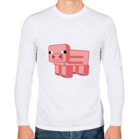 Мужской лонгслив хлопок с принтом Minecraft Pig в городе Новоалтайск, 100% хлопок |  | minecraft pigminecraft | майнкрафт