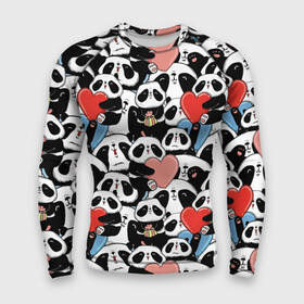 Мужской рашгард 3D с принтом Funny Panda в городе Новоалтайск,  |  | bear | heart | positive | медведь | мишка | орнамент | панда | подарок | позитив | сердечки | сердце | сюрприз | узор