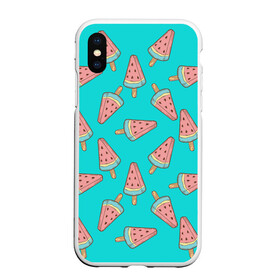 Чехол для iPhone XS Max матовый с принтом Ice cream Watermelon в городе Новоалтайск, Силикон | Область печати: задняя сторона чехла, без боковых панелей | Тематика изображения на принте: food | ice cream | pattern | sweet | vegetarian | watermelon | арбуз | вегетарианство | еда | мороженое | паттерн | правильное питание | сладкое