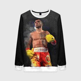 Женский свитшот 3D с принтом Vasyl Lomachenko_2 в городе Новоалтайск, 100% полиэстер с мягким внутренним слоем | круглый вырез горловины, мягкая резинка на манжетах и поясе, свободная посадка по фигуре | boxing | lomachenko | бокс | боксеры | василий ломаченко | чемпион