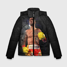 Зимняя куртка для мальчиков 3D с принтом Vasyl Lomachenko_2 в городе Новоалтайск, ткань верха — 100% полиэстер; подклад — 100% полиэстер, утеплитель — 100% полиэстер | длина ниже бедра, удлиненная спинка, воротник стойка и отстегивающийся капюшон. Есть боковые карманы с листочкой на кнопках, утяжки по низу изделия и внутренний карман на молнии. 

Предусмотрены светоотражающий принт на спинке, радужный светоотражающий элемент на пуллере молнии и на резинке для утяжки | boxing | lomachenko | бокс | боксеры | василий ломаченко | чемпион
