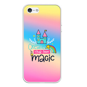 Чехол для iPhone 5/5S матовый с принтом Create your own magic в городе Новоалтайск, Силикон | Область печати: задняя сторона чехла, без боковых панелей | girl | life | name | rainbow | букет | девочки | дети | животные | позитив | радуга | смайл | счастье | текстура