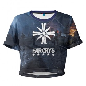 Женская футболка 3D укороченная с принтом Cult Far Cry в городе Новоалтайск, 100% полиэстер | круглая горловина, длина футболки до линии талии, рукава с отворотами | 
