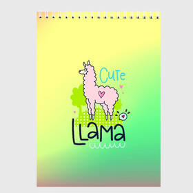 Скетчбук с принтом LAMA в городе Новоалтайск, 100% бумага
 | 48 листов, плотность листов — 100 г/м2, плотность картонной обложки — 250 г/м2. Листы скреплены сверху удобной пружинной спиралью | girl | lama | life | name | букет | девочки | дети | животные | лама | позитив | радуга | смайл | счастье