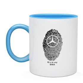 Кружка двухцветная с принтом Mercedes it`s in my DNA в городе Новоалтайск, керамика | объем — 330 мл, диаметр — 80 мм. Цветная ручка и кайма сверху, в некоторых цветах — вся внутренняя часть | b класс | benz | c класс | e класс | mercedes | s класс | а класс | авто | автомобиль | бенз | знак | лого | машина | мерен | мерин | мерс | мерседес | седан | символ | спорт | тачка | хэтчбек | эмблема