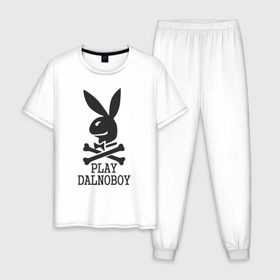 Мужская пижама хлопок с принтом Play Dalnoboy (Дальнобойщики) в городе Новоалтайск, 100% хлопок | брюки и футболка прямого кроя, без карманов, на брюках мягкая резинка на поясе и по низу штанин
 | play dalnoboy | дальнобойщики