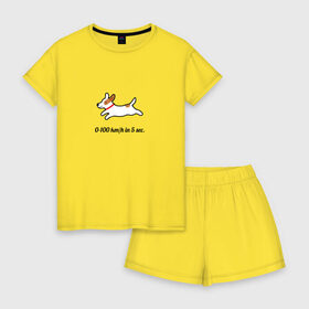 Женская пижама с шортиками хлопок с принтом разгон джека в городе Новоалтайск, 100% хлопок | футболка прямого кроя, шорты свободные с широкой мягкой резинкой | джек | джек рассел | рассел | терьер