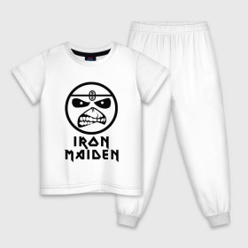 Детская пижама хлопок с принтом Iron Maiden в городе Новоалтайск, 100% хлопок |  брюки и футболка прямого кроя, без карманов, на брюках мягкая резинка на поясе и по низу штанин
 | iron maiden | адриан смит | айран | айрон | группа | дэйв мюррей | железная дева | ирон | майден | мейд | мейден | метал | мрачный | музыка | песни | рок | стив харрис | тяжелый | хеви | хевиметал