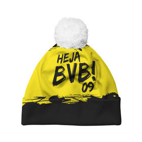Шапка 3D c помпоном с принтом Borussia Dortmund FC в городе Новоалтайск, 100% полиэстер | универсальный размер, печать по всей поверхности изделия | 09 | bvb | heja | боруссия | германия | дортмунд | клуб | фк | футбол | футбольный