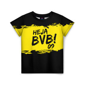 Детская футболка 3D с принтом Borussia Dortmund FC в городе Новоалтайск, 100% гипоаллергенный полиэфир | прямой крой, круглый вырез горловины, длина до линии бедер, чуть спущенное плечо, ткань немного тянется | 09 | bvb | heja | боруссия | германия | дортмунд | клуб | фк | футбол | футбольный