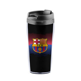 Термокружка-непроливайка с принтом Barcelona FC в городе Новоалтайск, внутренняя часть — пищевой пластик, наружная часть — прозрачный пластик, между ними — полиграфическая вставка с рисунком | объем — 350 мл, герметичная крышка | barcelona | spain | spanish | барса | барселона | испания | испанский | клуб | фк | футбол | футбольный