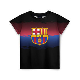 Детская футболка 3D с принтом Barcelona FC в городе Новоалтайск, 100% гипоаллергенный полиэфир | прямой крой, круглый вырез горловины, длина до линии бедер, чуть спущенное плечо, ткань немного тянется | Тематика изображения на принте: barcelona | spain | spanish | барса | барселона | испания | испанский | клуб | фк | футбол | футбольный