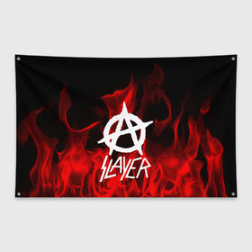 Флаг-баннер с принтом SLAYER в городе Новоалтайск, 100% полиэстер | размер 67 х 109 см, плотность ткани — 95 г/м2; по краям флага есть четыре люверса для крепления | punk | rock | slayer | альтернативный хип хоп | группа | инди поп | музыка | музыкальное произведение | ноты | панк | регги | рок | синти поп