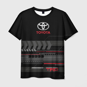Мужская футболка 3D с принтом Toyota 1 в городе Новоалтайск, 100% полиэфир | прямой крой, круглый вырез горловины, длина до линии бедер | car | toyota | абстракция | авто | графика | дизайн | полосы | протектор | пунктир | след шин | тойота