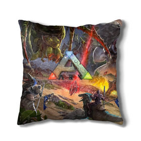 Подушка 3D с принтом Ark: Survival Evolved в городе Новоалтайск, наволочка – 100% полиэстер, наполнитель – холлофайбер (легкий наполнитель, не вызывает аллергию). | состоит из подушки и наволочки. Наволочка на молнии, легко снимается для стирки | арк