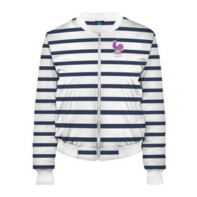 Женский бомбер 3D с принтом Для болельщиков сборной Франции к ЧМ2018 в городе Новоалтайск, 100% полиэстер | застегивается на молнию, по бокам два кармана без застежек, мягкие манжеты, по низу бомбера и на воротнике — эластичная резинка | 