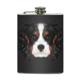 Фляга с принтом Cavalier King Charles в городе Новоалтайск, металлический корпус | емкость 0,22 л, размер 125 х 94 мм. Виниловая наклейка запечатывается полностью | Тематика изображения на принте: голова | собака | спаниель