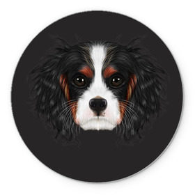 Коврик для мышки круглый с принтом  Cavalier King Charles в городе Новоалтайск, резина и полиэстер | круглая форма, изображение наносится на всю лицевую часть | голова | собака | спаниель